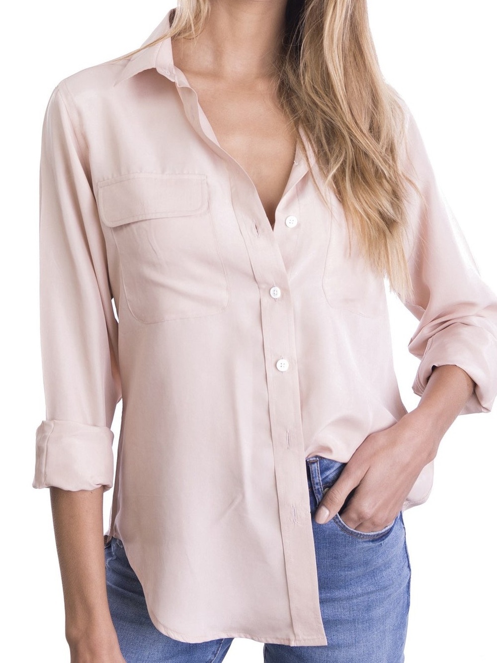 Abercrombie & Fitch Light Pink Satin Button-Down Utility Short